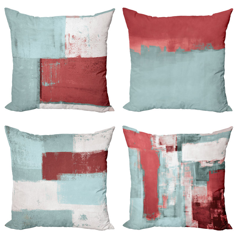 Reversible Pillow Cover, 16" H x 16" W, Dried Rose / Pale Teal