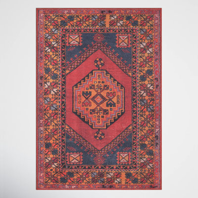 Isthia Red Blue Orange Oriental Rug