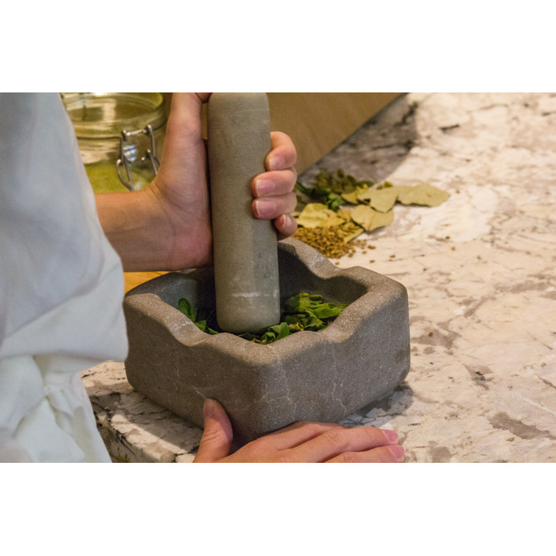 Marble Mortar And Pestle Set, Gray