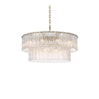 Intisar 32 inch Glass Chandelier in Satin Gold
