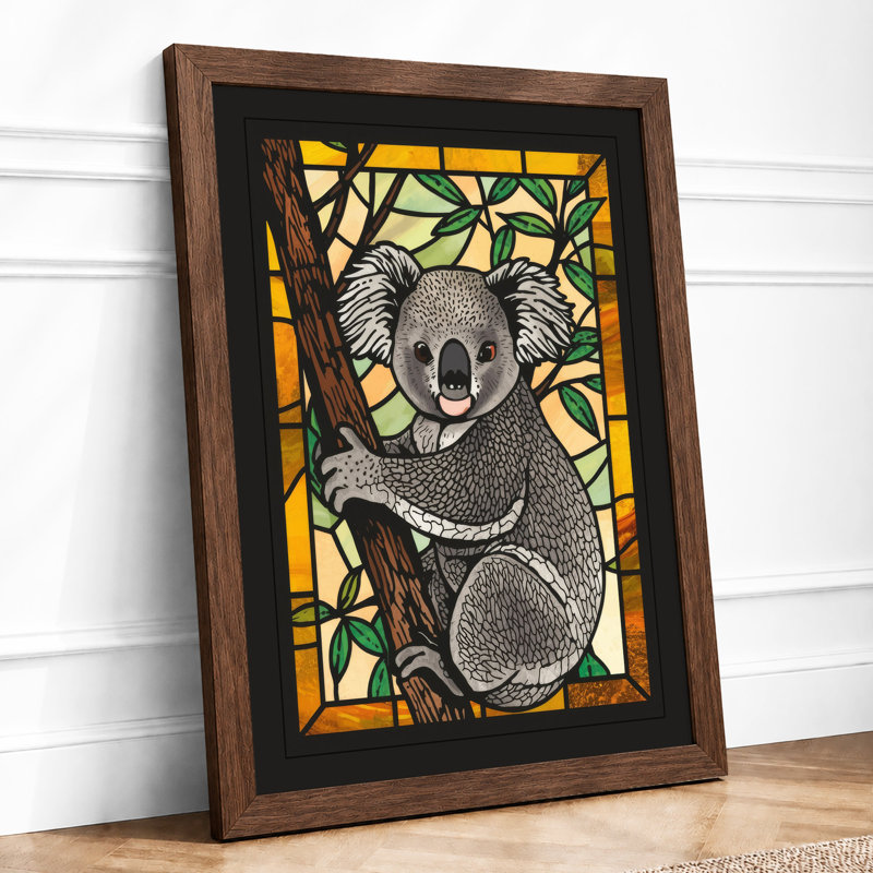 Stained Glass Koala Modern - Framed Print, A1 - 84.1 x 59.4 cm, Walnut