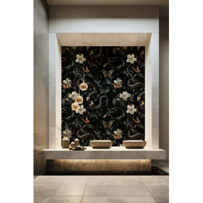 Papier peint floral papillon gothique