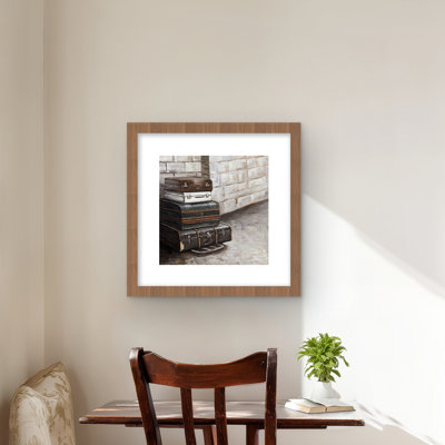Four Old Traveling Suitcases - Brown Framed Matted Print