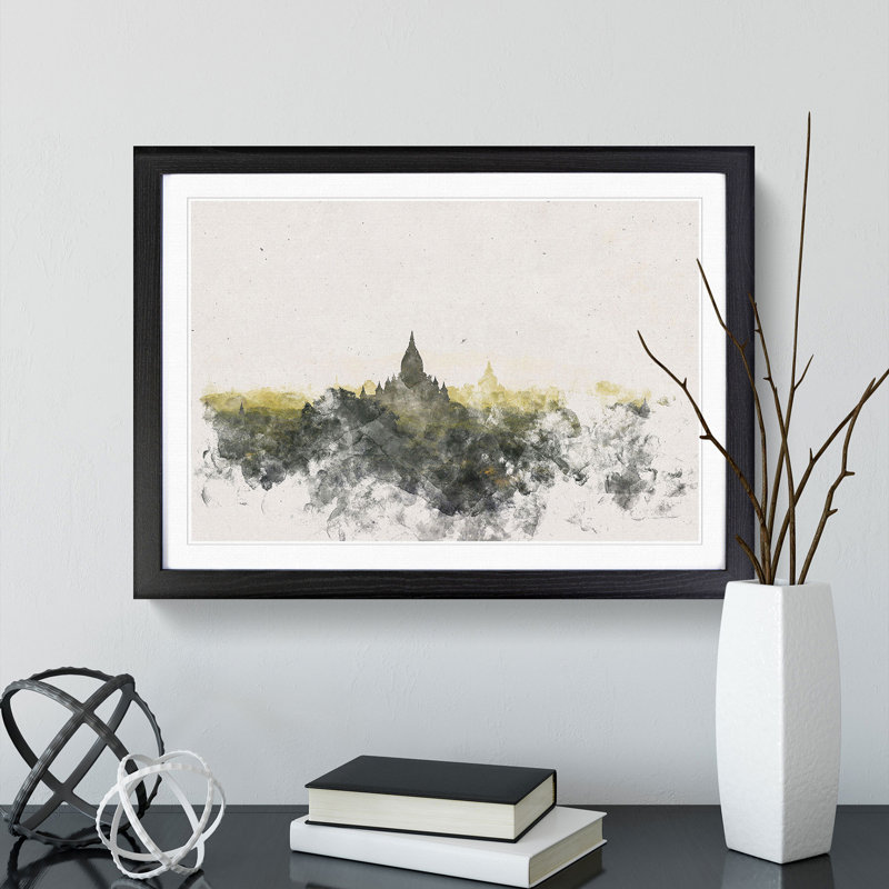 Old Bagan in Myanmar - Picture Frame Graphic Art Print, Black Framed, 62cm H x 87cm W x 2cm D