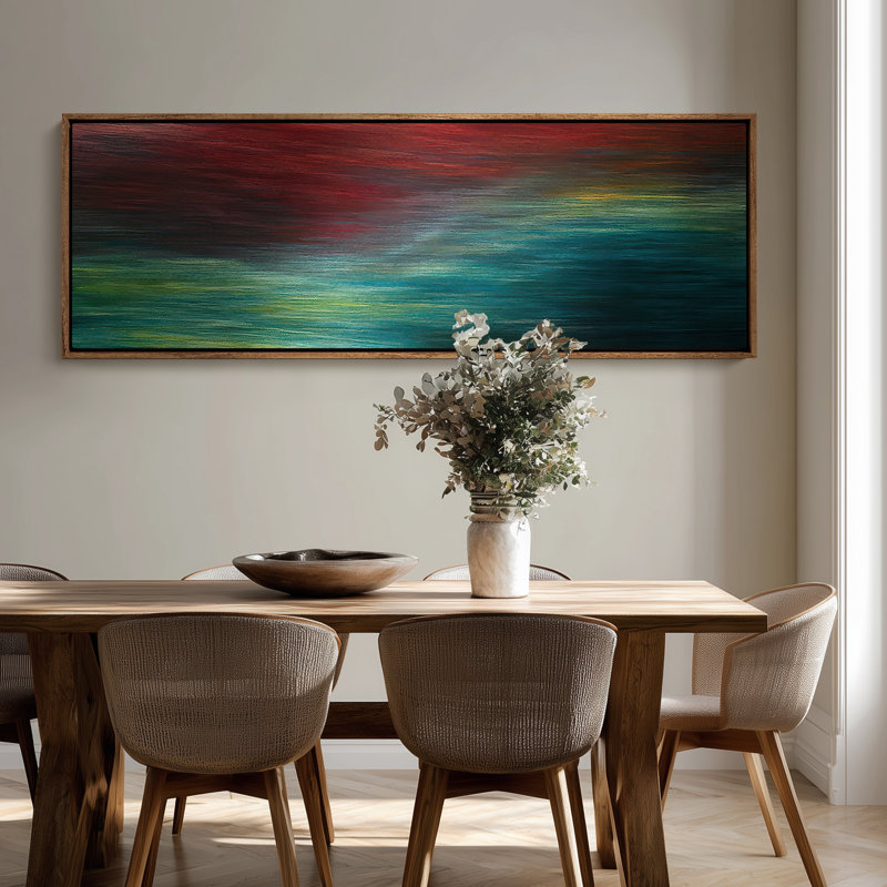 Très grand art mural rétro encadré pour art classique, H 20 po x l 60 po, Naturel