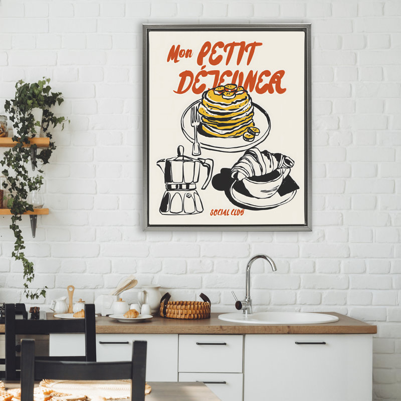 Cadre flottant My My Pancakes Spread, conception par The Prints Vibe, 31 x 25, Luster Gray Floater Framed