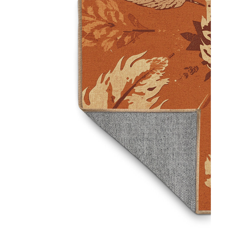 Machine Washable Myrtlewood Thanksgiving Modern & Contemporary Abstract Rug in Brown – LightBrown Binding, 4x6