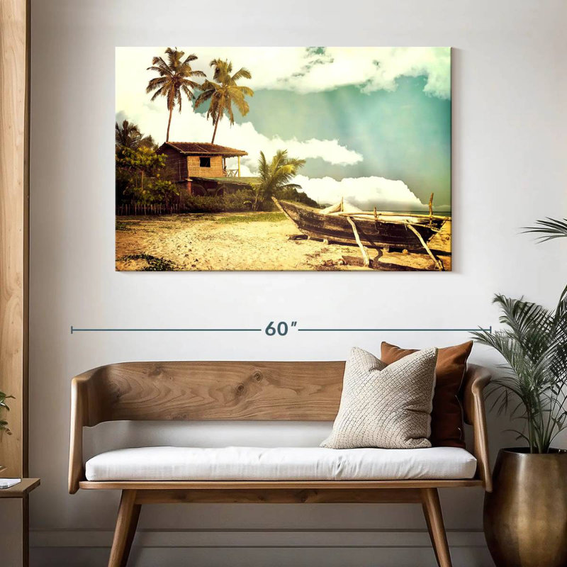 Mehar Old Boat By The Shore, 32" H x 48" W