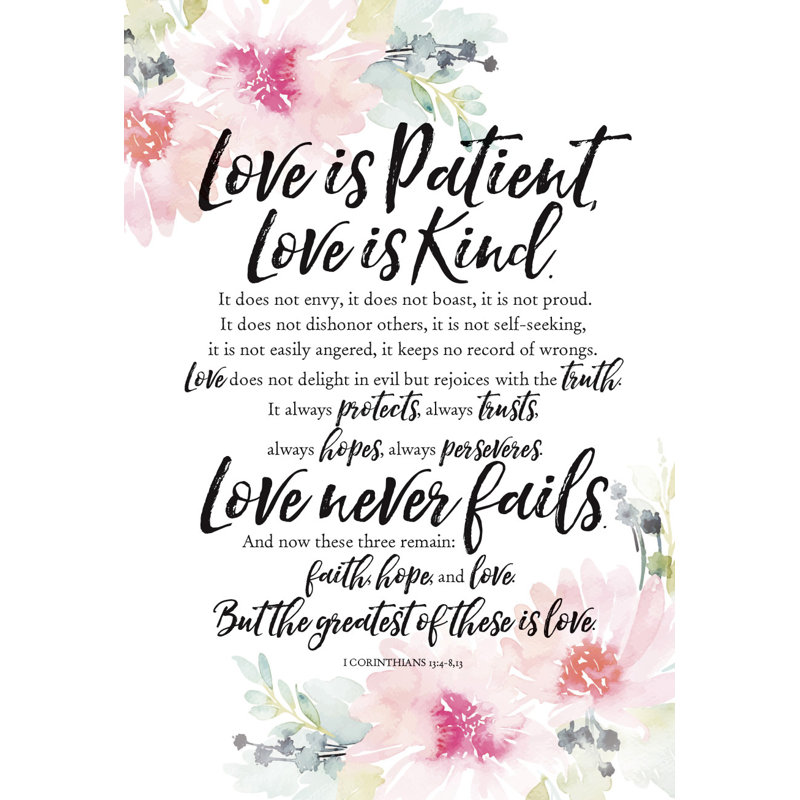 « love is patient », art textuel sur bois