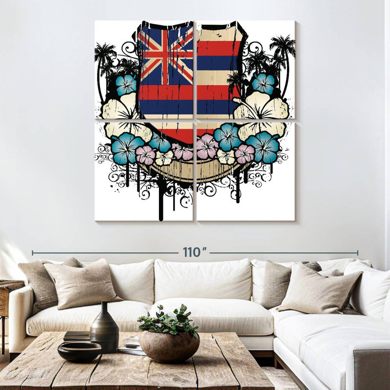Drapeau floral Borges Hawaii, H 74 po x l 74 po