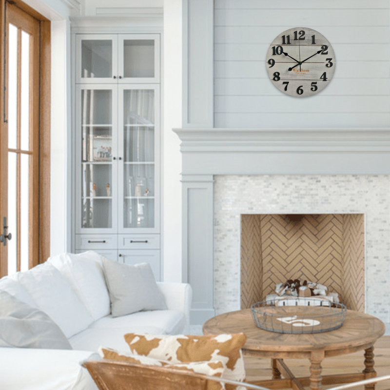Waltham Wood Wall Clock, Gray