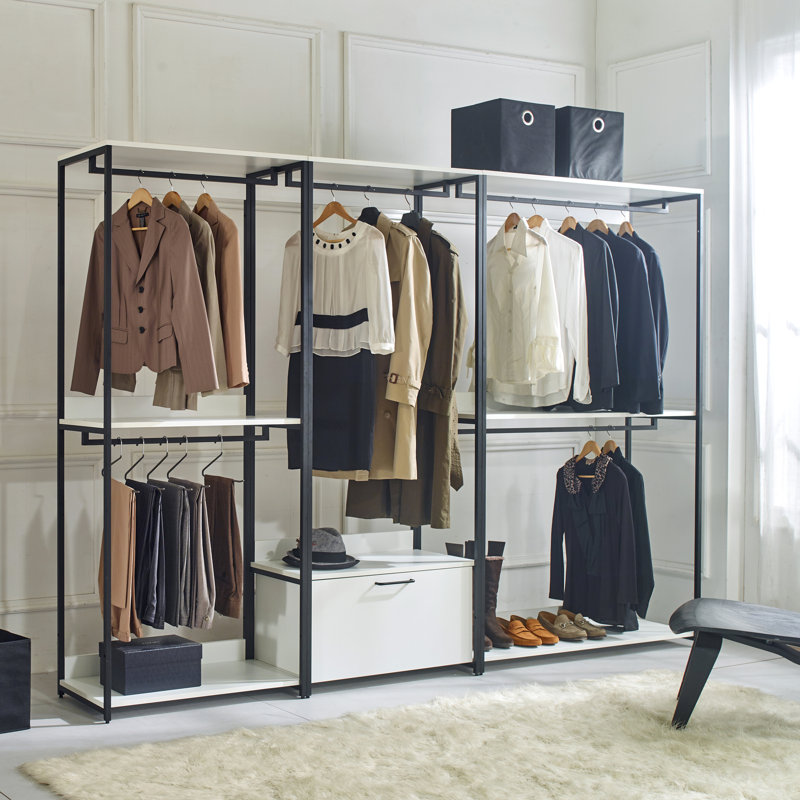 Walk-in Closet 47 "- Cadre en métal avec revêtement thermolaqué, installation de rangement très profonde, fabrication d'eau et de chaleur, teinture, cadre blanc à une tablette, rangement et tableau de classement Scratch E0