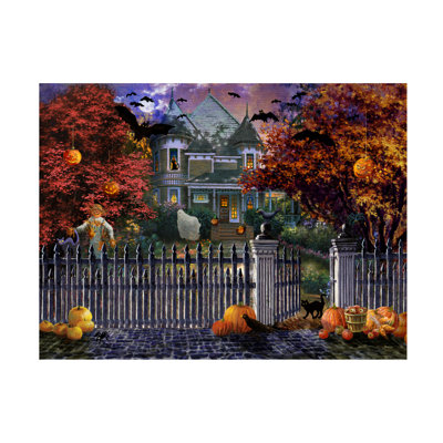 Wrapped Canvas Wall Art - Nicky Boehme 'Halloween House' Wall Art for Living Room, Bedroom, or Office Décor - 24x32