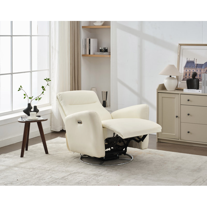 Fauteuil inclinable pivotant, fauteuil berçant et inclinable électrique 270 pour le salon, Blanc
