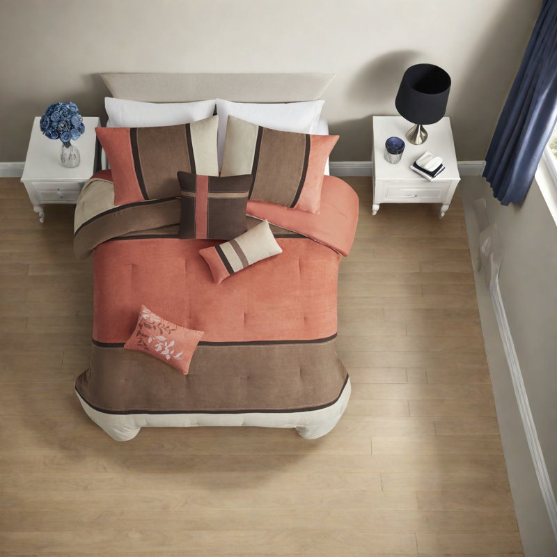 Luxurious Coral Bedding Sets, Faux Suede Polyester For Rustic Home