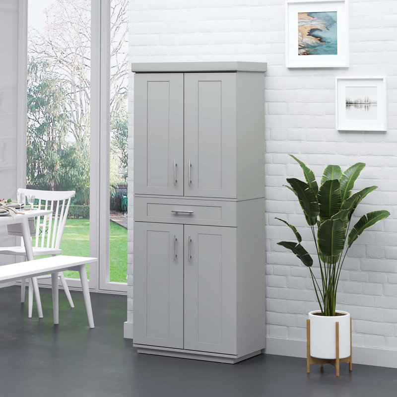 Armoire autoportante avec portes et tiroir HOMcom Modern Kitchen Pantry, étagère réglable, gris