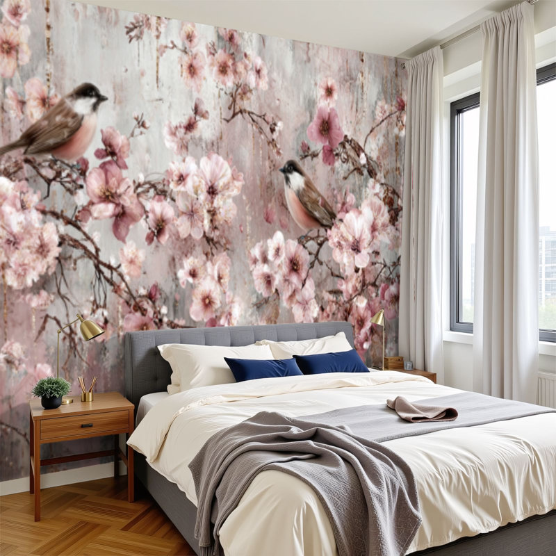Papier peint adhésif auto-adhésif moderne pour la chambre à coucher Peel and Stick L 69 "x l 96" avec des pétales flottants oniriques