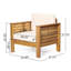 Fauteuils club d'extérieur en bois d'acacia rustique Zytaevius avec côtés à lattes et coussins hydrofuges-124298019