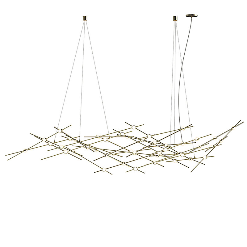 Constellation 44 - Light LED Chandelier, White, 2700K, Satin Brass/White