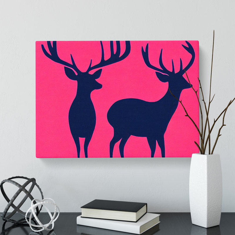 Striking Stags Abstract - Wrapped Canvas