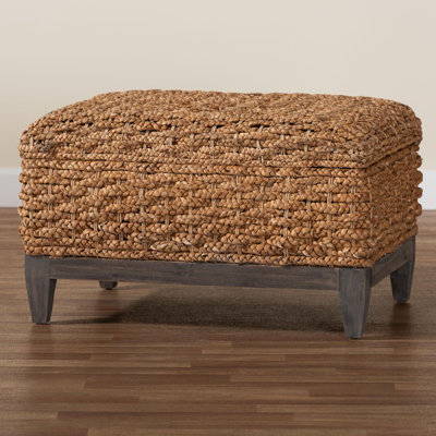 Bali & Pari Bailey Handwoven Seagrass Storage Ottoman With Lift-Top Lid