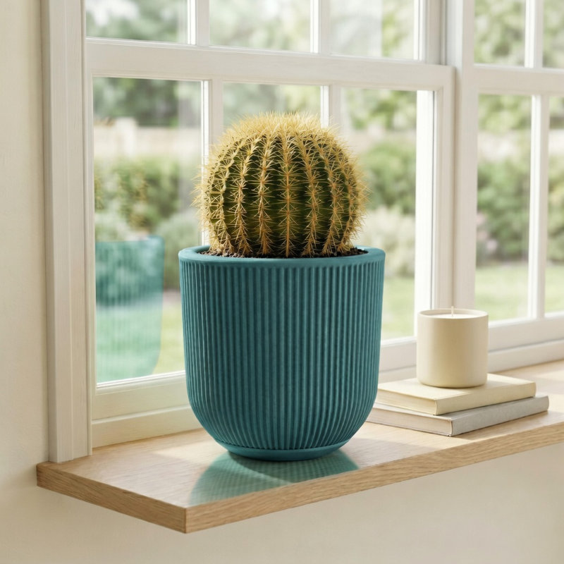 Pot à fleurs rond écologique Ciya ECOBO, utilisation intérieure / extérieure quatre saisons Garoa, Turquoise