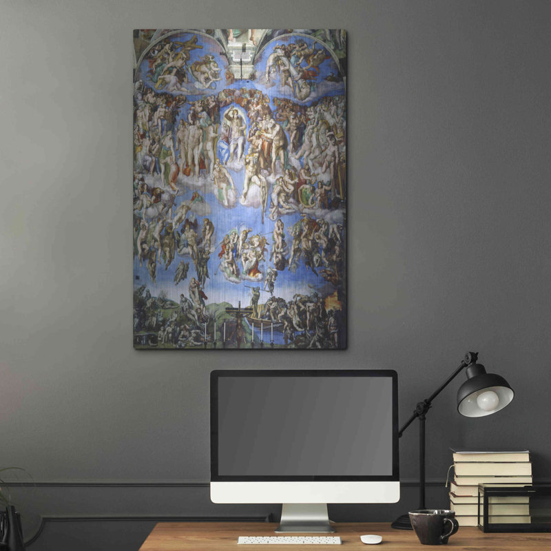 «The Last Judgement» par Michelangelo, art mural en métal, H 36 po x l 24 po