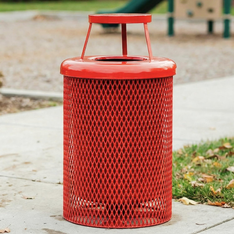 Poubelle de jardin revêtue, extensible, rouge, avec couvercle, Rouge