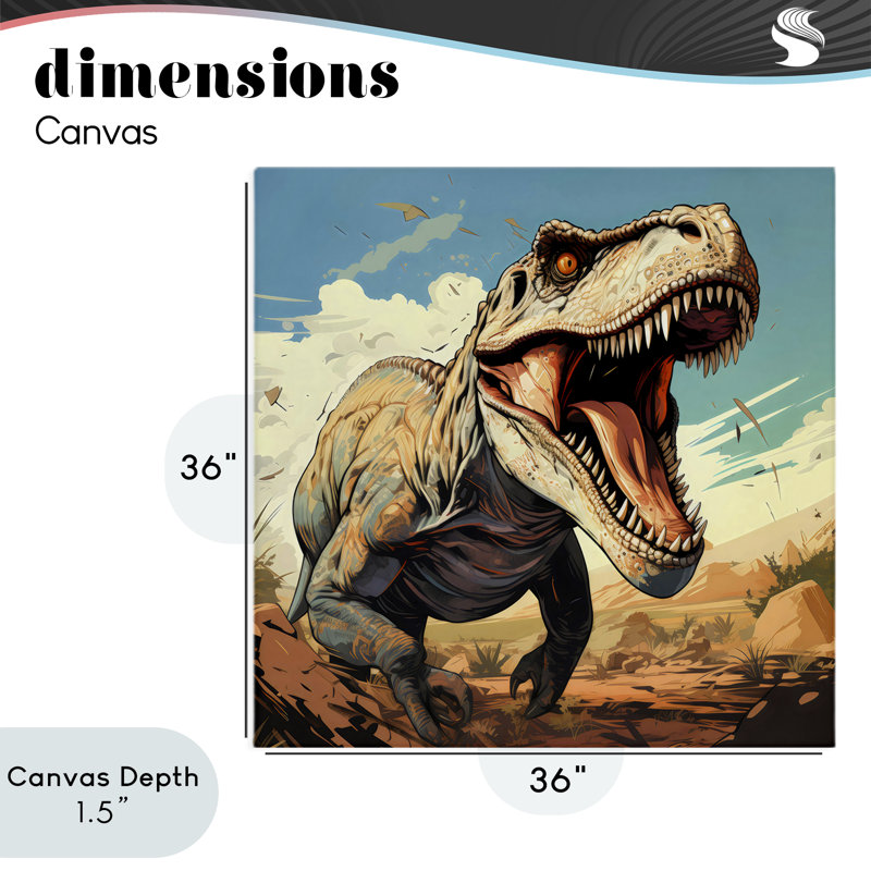 Velociraptor Desert Sunset Canvas, design par Creative Studio, 36 x 36