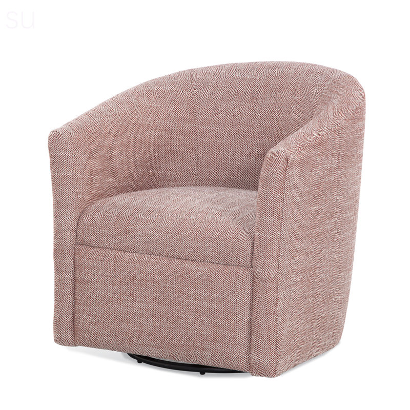 Fauteuil demi-tonneau pivotant Lainey avec coussin d'assise confortable en Dacron et structure en bois robuste séché au four, pour les petits espaces
