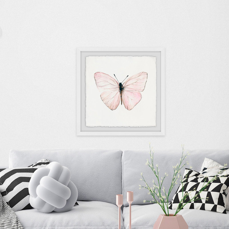 «Translucent Pink Wings» par Abdirazaq, reproduction d'aquarelle encadrée, H 12 po x l 12 po