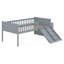 Twin Bed Frame With Storage Shelf, Wooden Bed Frame With Slide And Ladder-1040554657