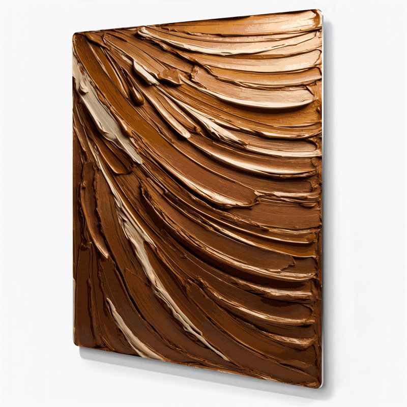 Art mural abstrait en métal brun 77, H 20 po x l 30 po