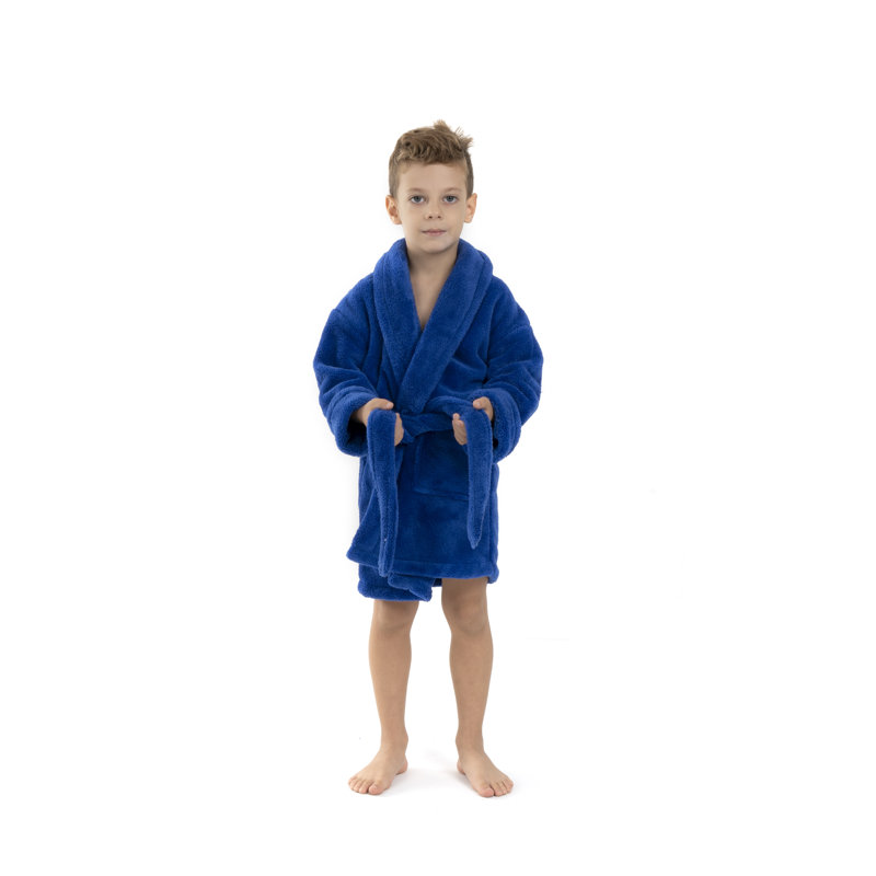 Peignoir en molleton avec poches pour enfants Lovett, Bleu royal, S