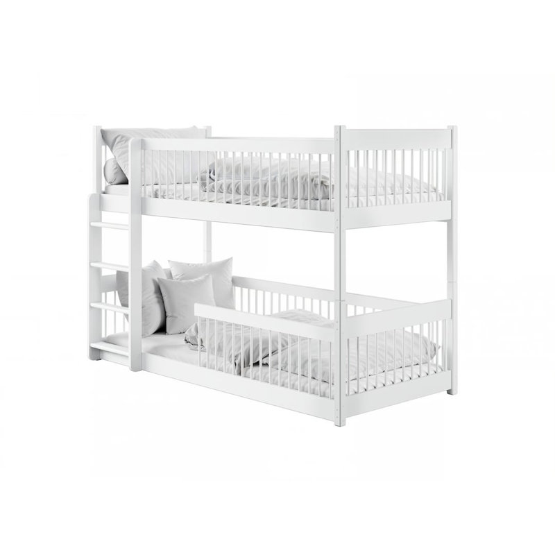 Wooden Bunk Bed Boston White W198cm - Crisp Pine Frame with Convertible Layout