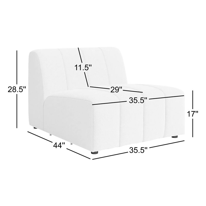 Grayson Langham 35" Wide Symmetrical Modular Seating Component, Fayette Cloud Polyester Blend