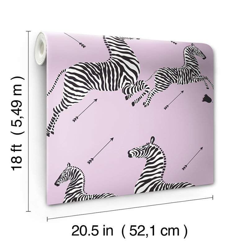 Zebra Vinyl Peel & Stick Wallpaper Double Roll, Lilac