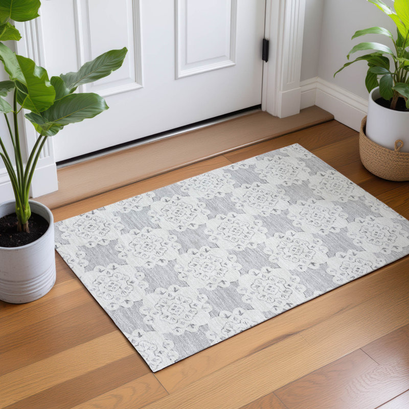 Machine Washable Indoor/Outdoor Bourkelands ACN2352 Casual Rug, Rectangle 1'8" x 2'6"