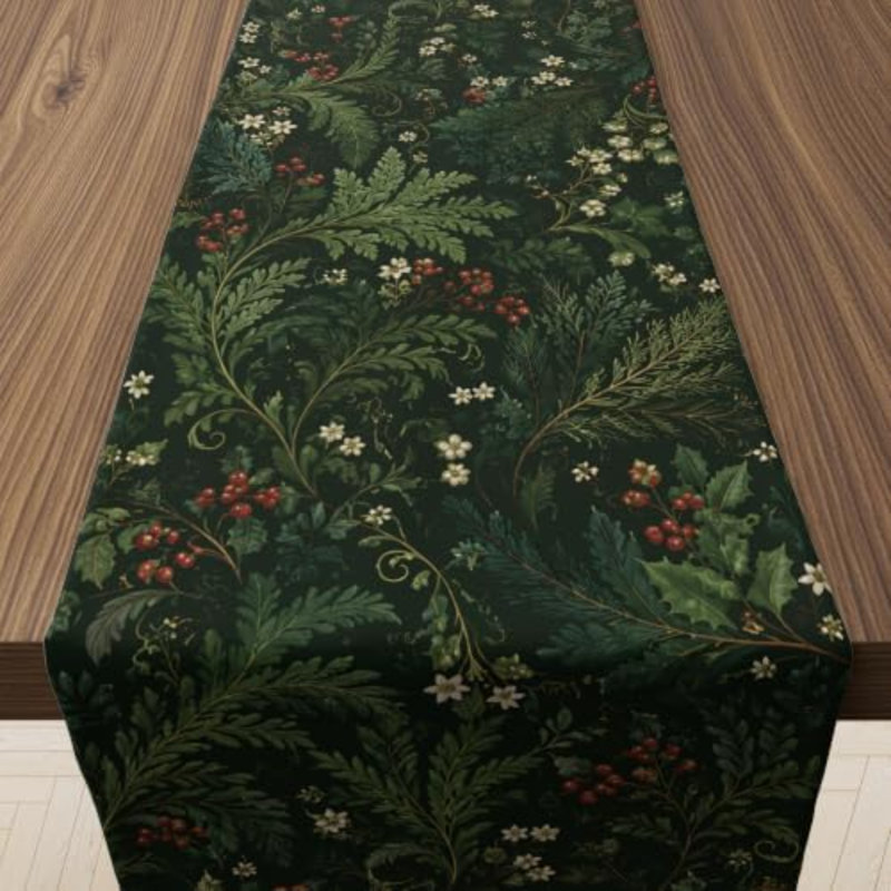 Chemin de table Christmas Holly Berry Evergreen