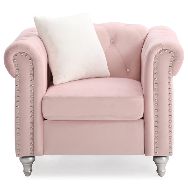 Glory Furniture Raisa Velvet Accent Chair, Pink