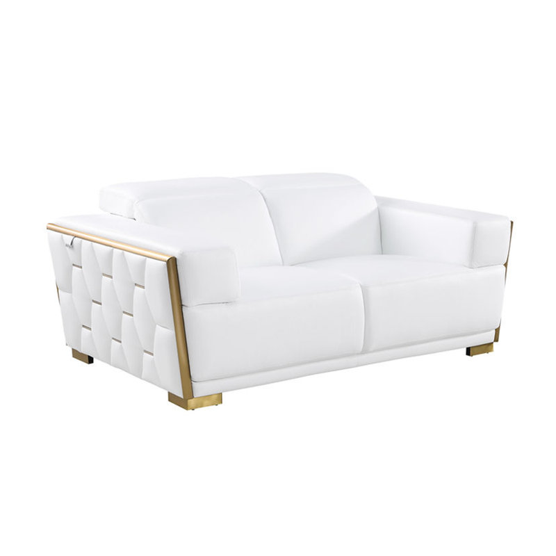 Ensemble de salon en cuir italien 3 pièces Hexor, Blanc
