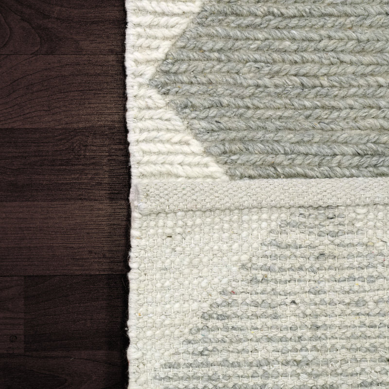 Tapis ivoire / gris en laine touffeté à la main Comerford, Rectangle de 5 pi x 8 pi
