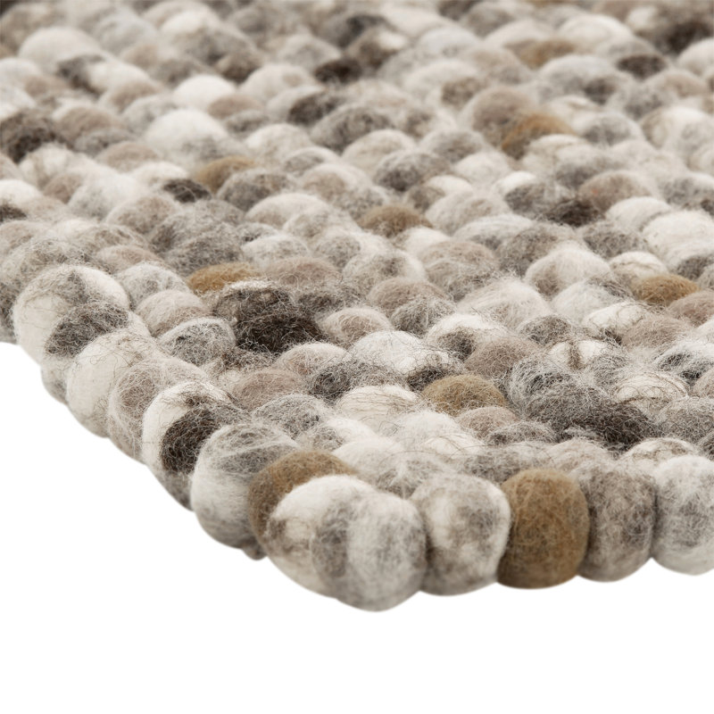Lauge Hand Felted Wool Beige Rug, Rectangle 90cm x 160cm