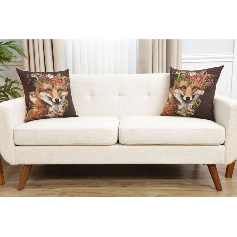 Forest Fox Cushion Covers, Black/Brown/White Fox 1