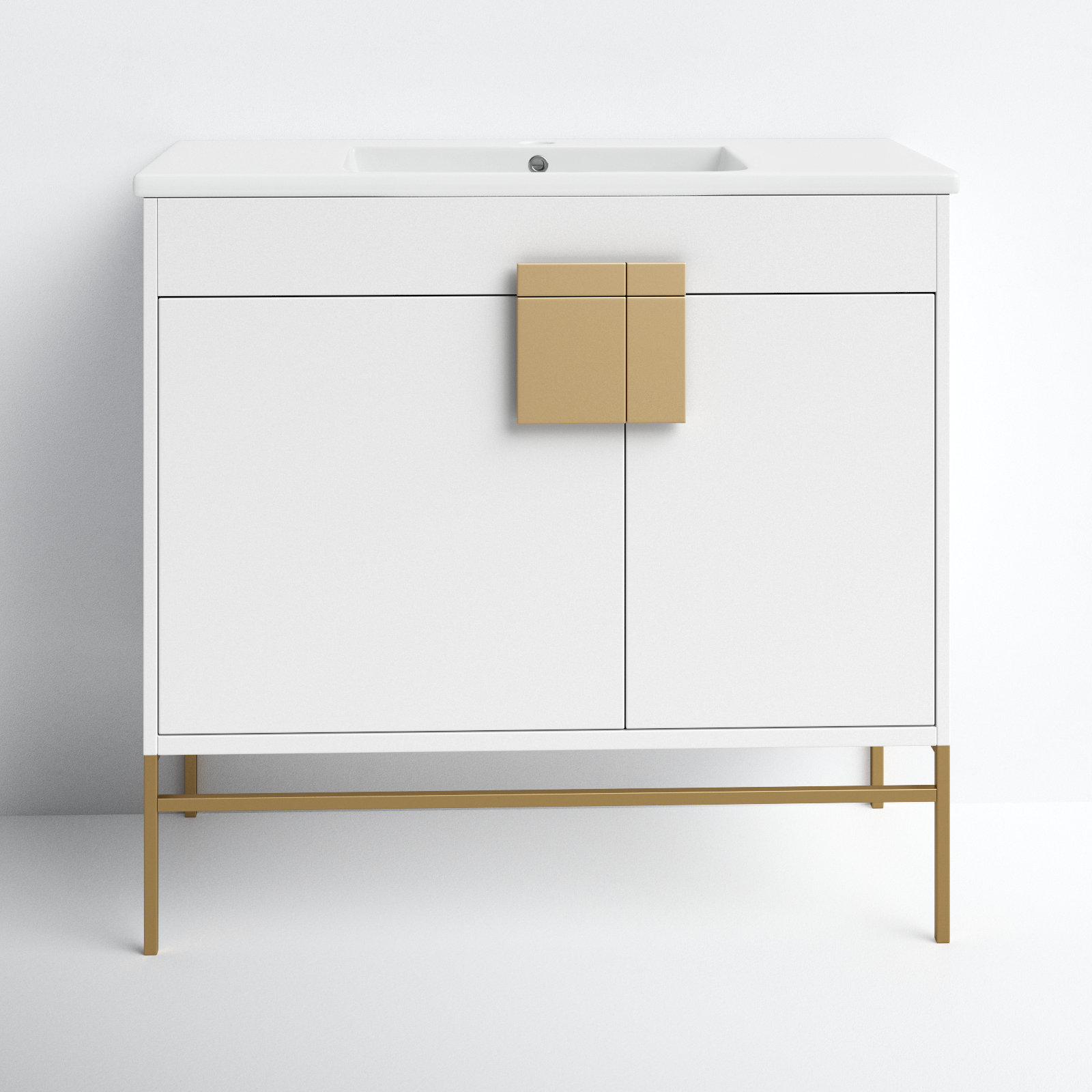 Maisie 36'' Single Bathroom Vanity, White, Satin Brass