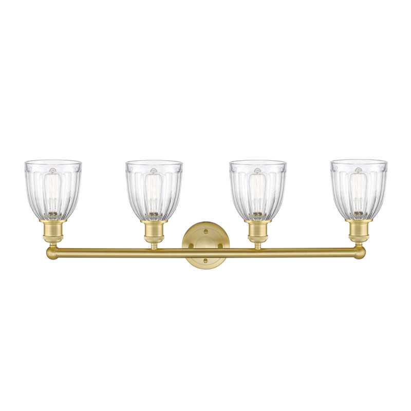 Éclairage pour meuble-lavabo 4 lumières 32,75 pouces Radegonde, Transparent, Or satiné