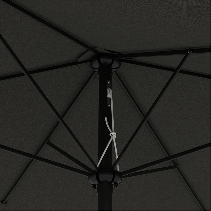 Parasol de table d'extérieur rectangulaire 6,5 pi x 10 pi avec manivelle et bouton poussoir inclinable, gris foncé