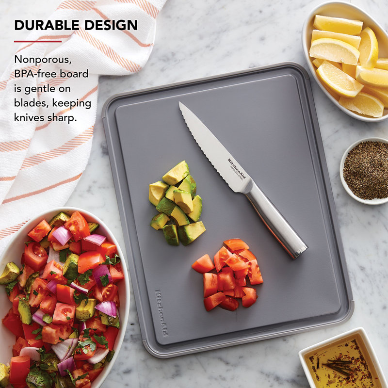 Planche à découper Kitchenaid en poly 11 x 14 po, Gris