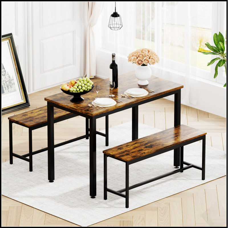 Ensemble de table de salle à manger trois pièces avec plateau fixe pour les repas de famille et les rassemblements sociaux dans les maisons modernes