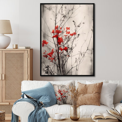 «Red Gray Herb Garden II», art mural floral